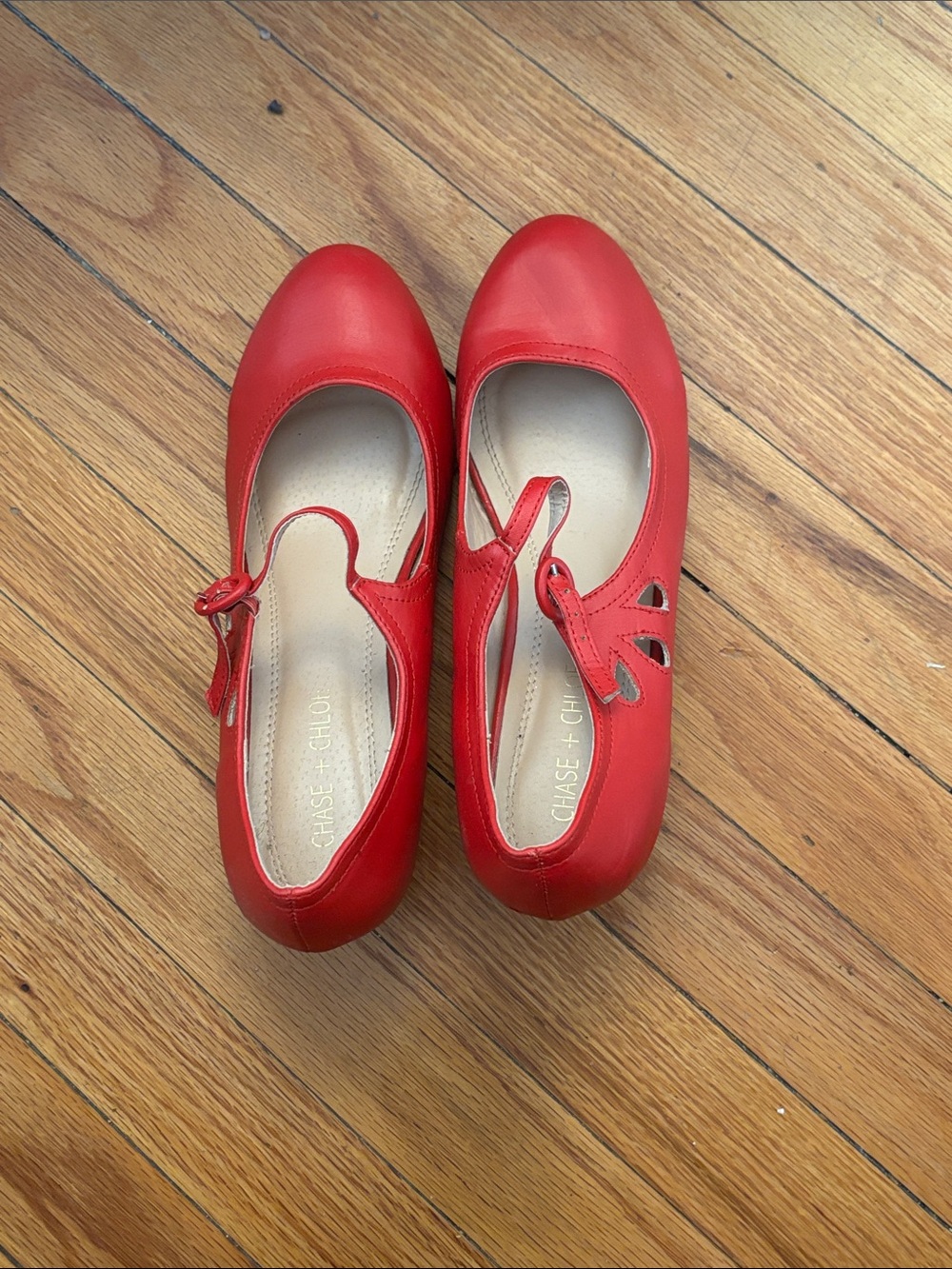 Chase + Chloe Bright Red Girls' Mary Jane Ballet style heels